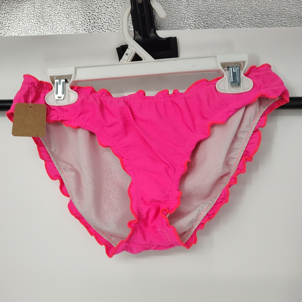 Vibrant Pink Ruffle Bikini Bottoms Women's Size S/M